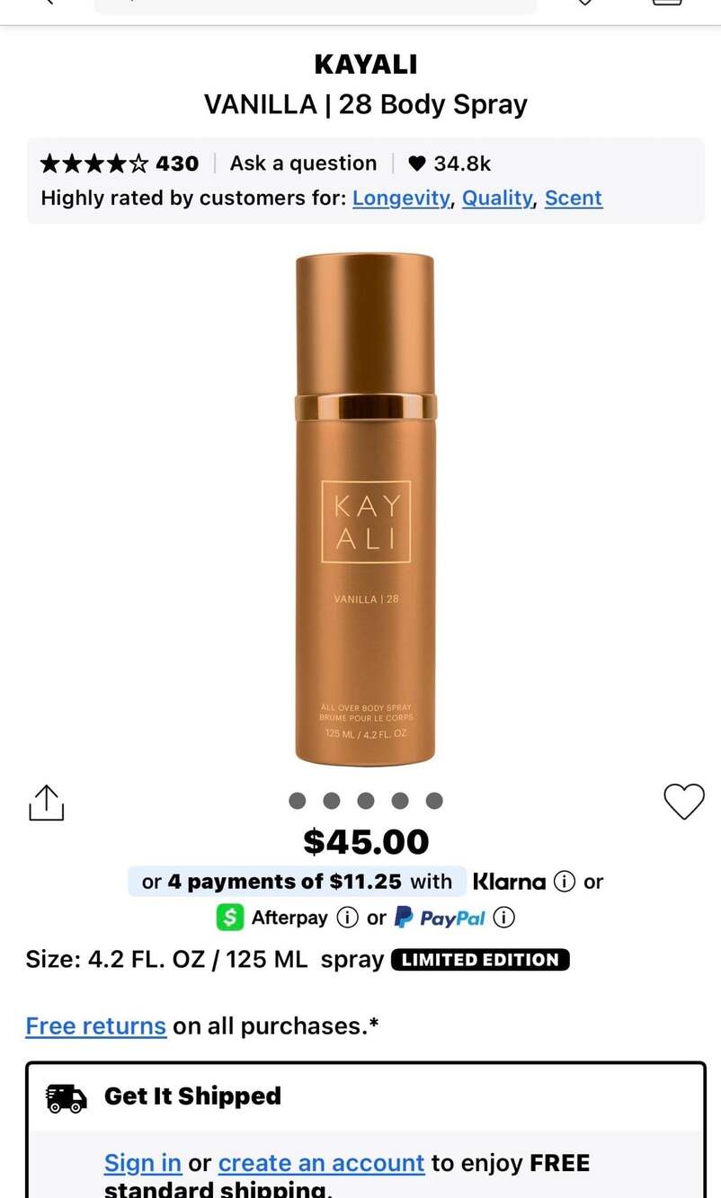 Kayali Vanilla | 28 All Over Body Spray 125ml / 4.2 fl. oz. Sealed! - Picture 4 of 7